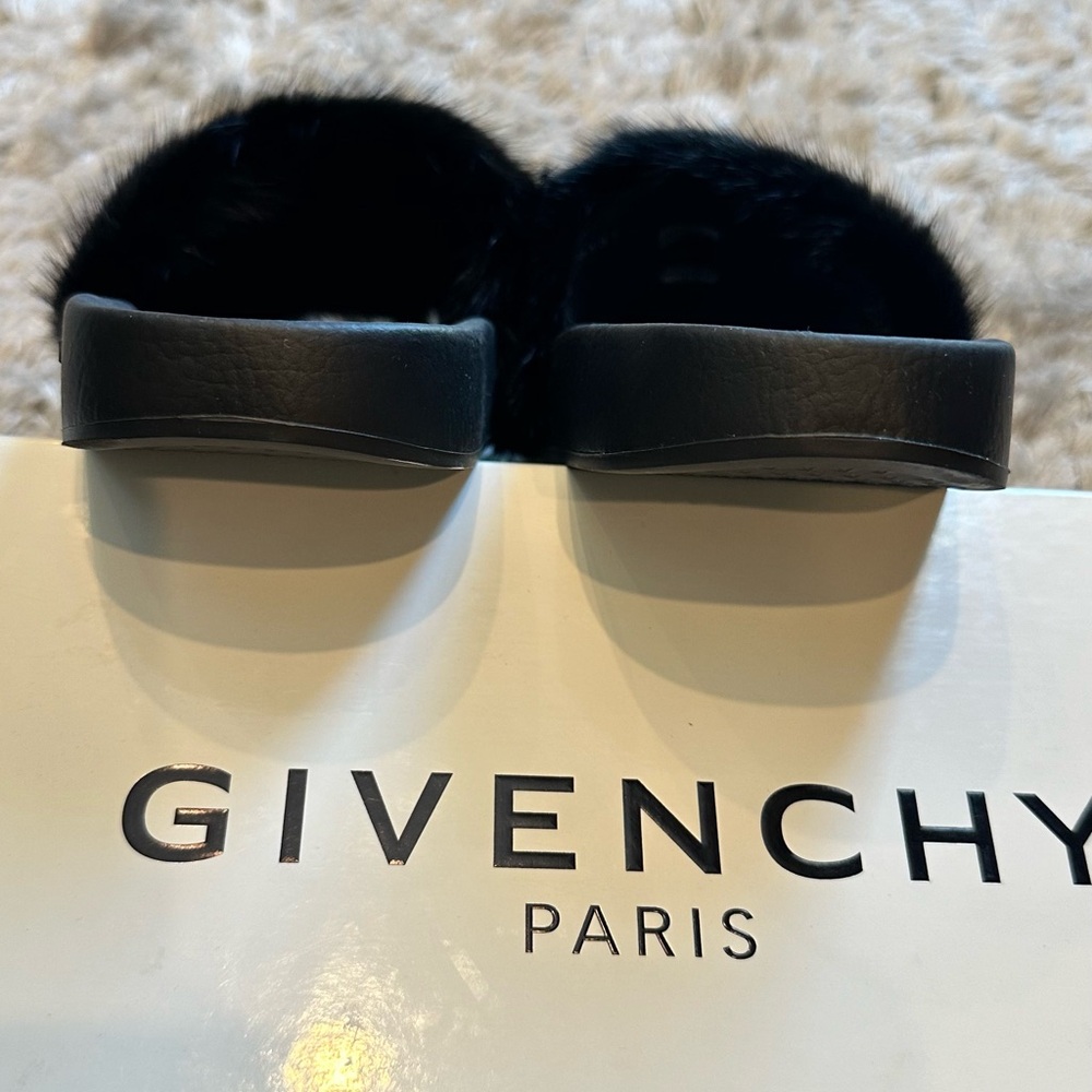 Givenchy Fur Slide Sandals; Black; Size 37 - Picture 7 of 12